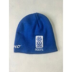 Roots Torino 2006 Winter Olympics USA Beanie Blue Knit Hat Vintage Mens Womens